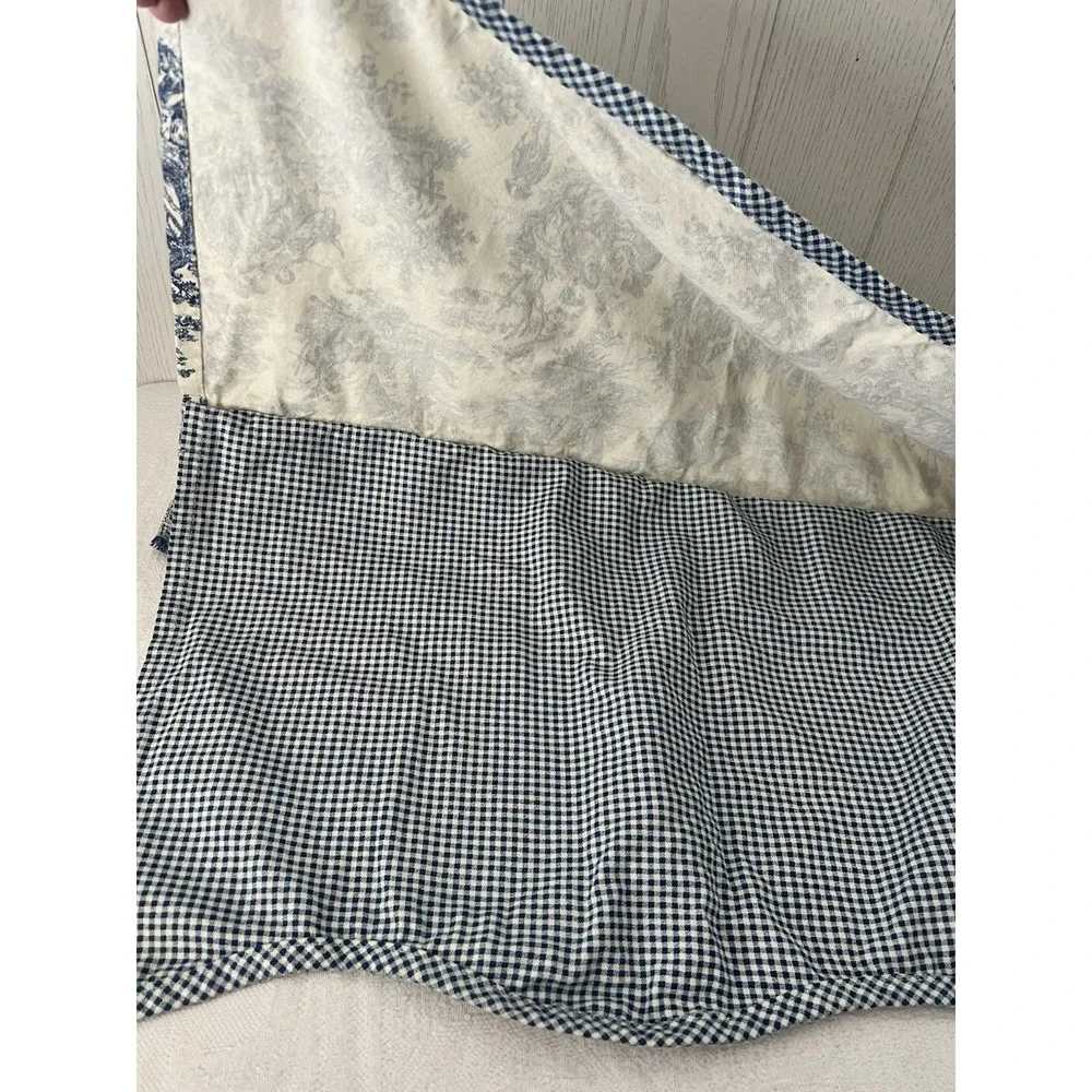One Waverly Blue Toile & Gingham Double Valance 54
